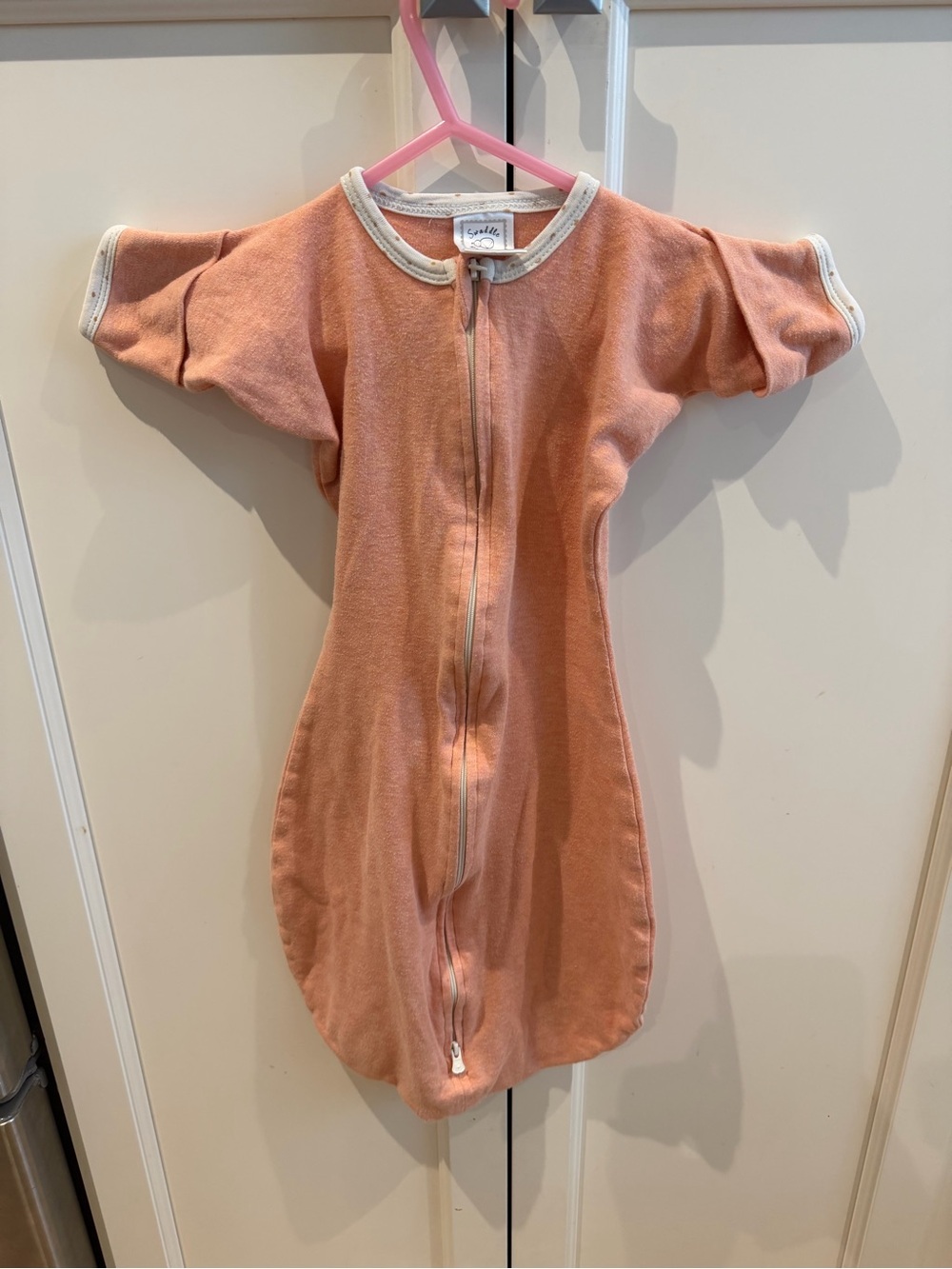 Swaddle Designs 3-6m Coral Zip-Front Sleep Sack Dress with Neutral Trim